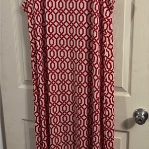 Nwt LuLaRoe Red and White Geometric Maxi Dress